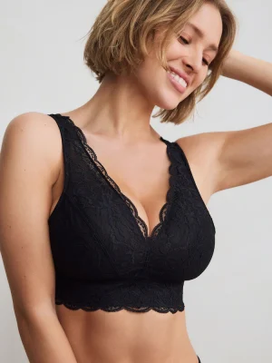 Black Non Pad Non Wire Total Support Lace Bras