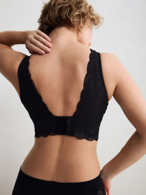 Black Non Pad Non Wire Total Support Lace Bras