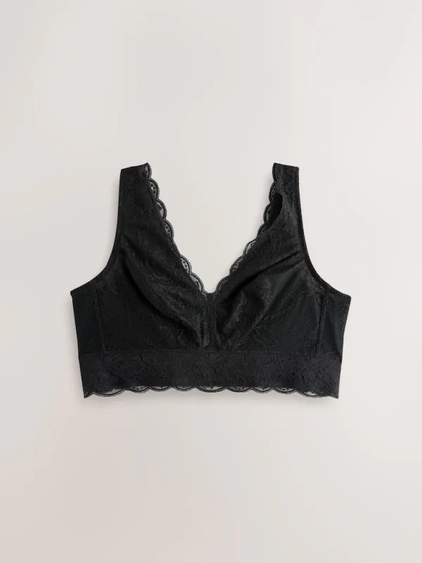 Black Non Pad Non Wire Total Support Lace Bras