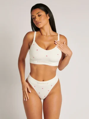 H89756s Boux Avenue White Nursing Heart Embroidered Seamfree Rib Bralette