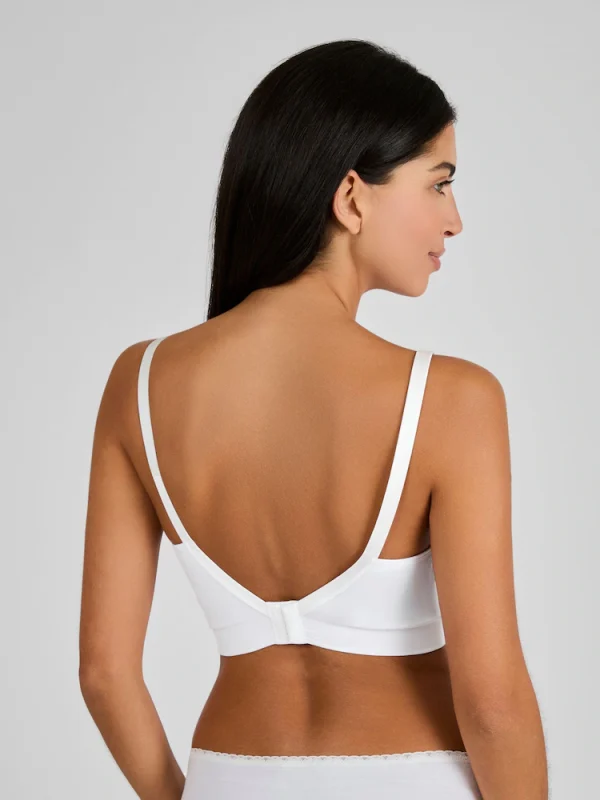 Emma-Jane White Lace Trim Seamless Maternity & Nursing Bra