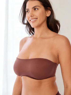 Chocolate Brown DD+ Non Pad Minimise Strapless Bandeau Bra