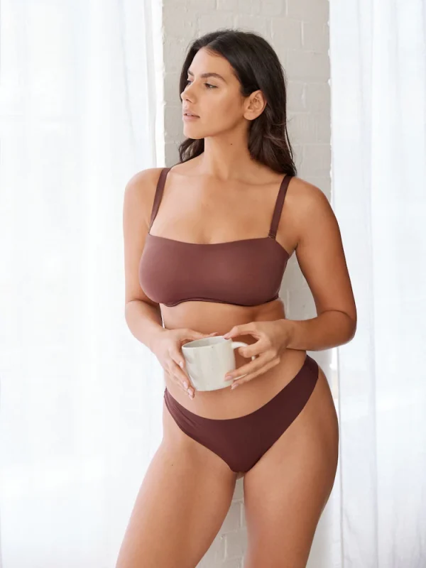 Chocolate Brown DD+ Non Pad Minimise Strapless Bandeau Bra