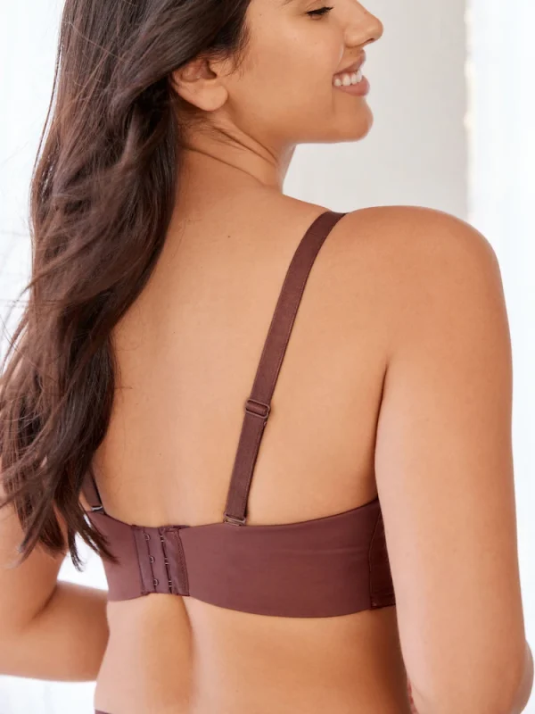Chocolate Brown DD+ Non Pad Minimise Strapless Bandeau Bra