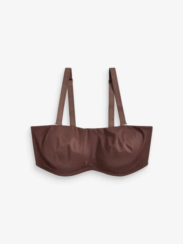Chocolate Brown DD+ Non Pad Minimise Strapless Bandeau Bra