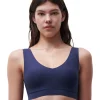 Chantelle Blue Soft Stretch Seamless V-Neck Padded Crop Top