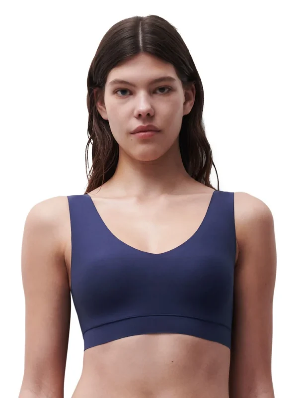 Chantelle Blue Soft Stretch Seamless V-Neck Padded Crop Top
