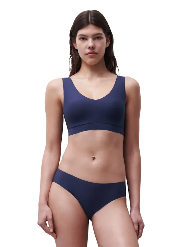 Chantelle Blue Soft Stretch Seamless V-Neck Padded Crop Top