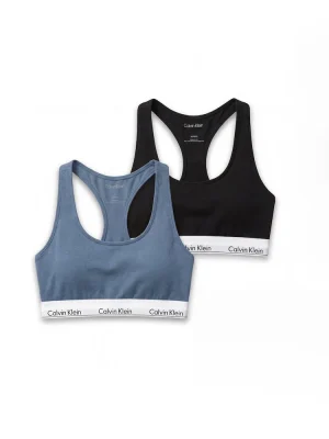 V77259s Calvin Klein Black Icon Cotton Modal Bralettes 2 Pack