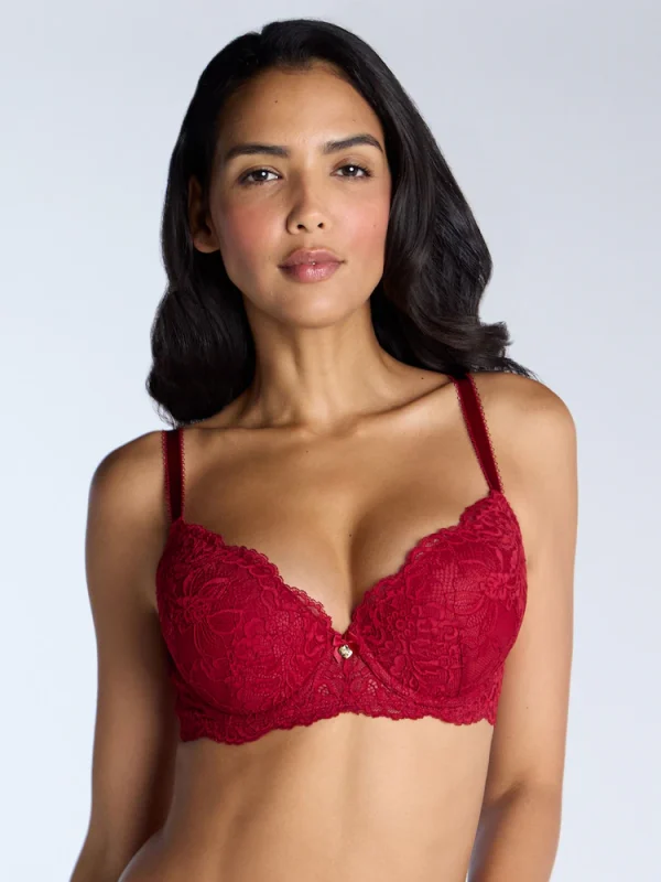 Boux Avenue Bright Red Billie Lace Balconette Bra