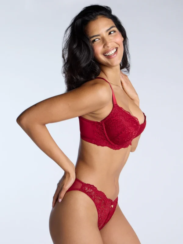 Boux Avenue Bright Red Billie Lace Balconette Bra