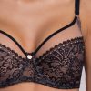 Soft lightweight tulle and lace bra in beige and black Ava 1396 Crystal