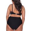 Ava SF 13/8 Black High Waist Draped Bikini Bottom / Swimsuit