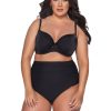 Ava SF 13/8 Black High Waist Draped Bikini Bottom / Swimsuit