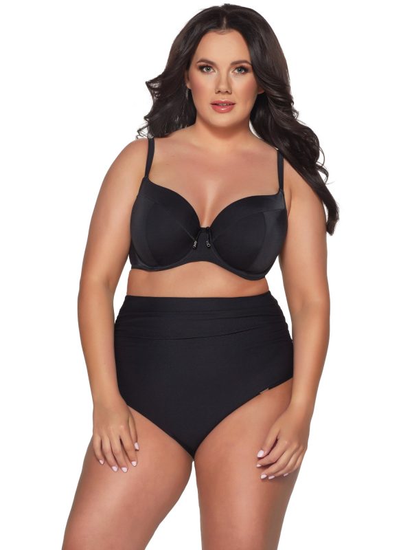 Ava SF 13/8 Black High Waist Draped Bikini Bottom / Swimsuit