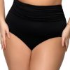 Ava SF 13/8 Black High Waist Draped Bikini Bottom / Swimsuit