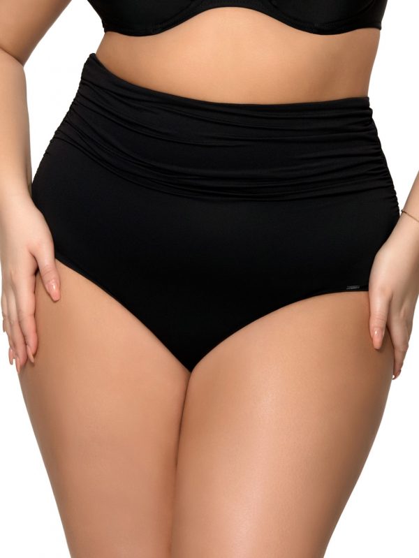 Ava SF 13/8 Black High Waist Draped Bikini Bottom / Swimsuit