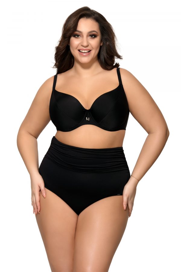 Ava SF 13/8 Black High Waist Draped Bikini Bottom / Swimsuit