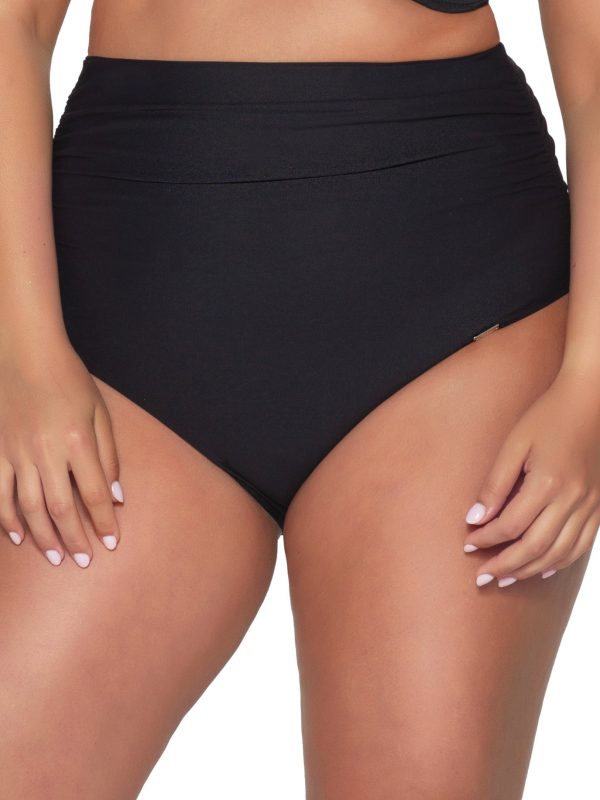 Ava SF 13/8 Black High Waist Draped Bikini Bottom / Swimsuit