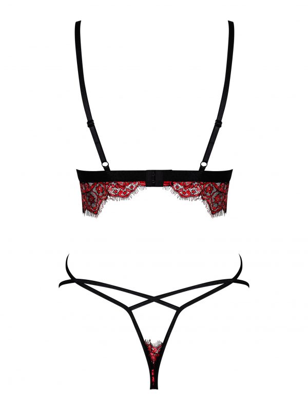 Women's sexy red lace set: top and thong panties Obsessive Redessia