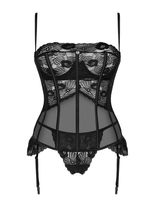 serena-love-gorset-i-stringi--125777 Charming women's set: elastic corset with lace top and thong panties Obsessive Serena Love
